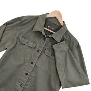 Slate & Stone Mens Denim Button Down Shirt Shacket Camping Outdoor‎ Hiking Olive